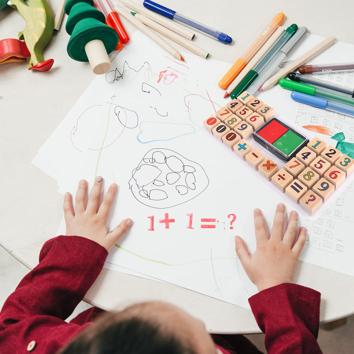 مجموعة من 1 طقم ختم أرقام خشبي - مراجعة Kids Education Number وسعره