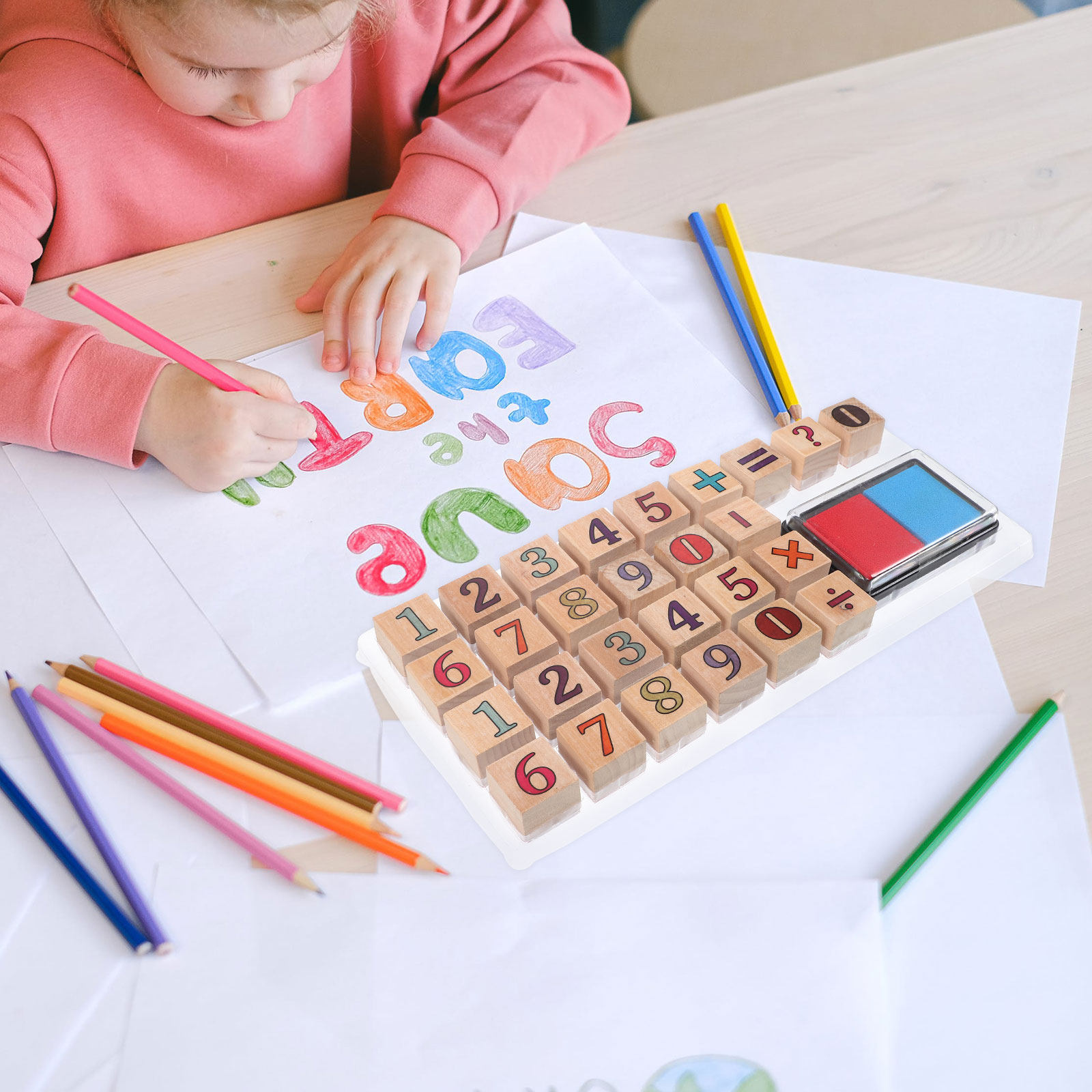 مجموعة من 1 طقم ختم أرقام خشبي - مراجعة Kids Education Number وسعره